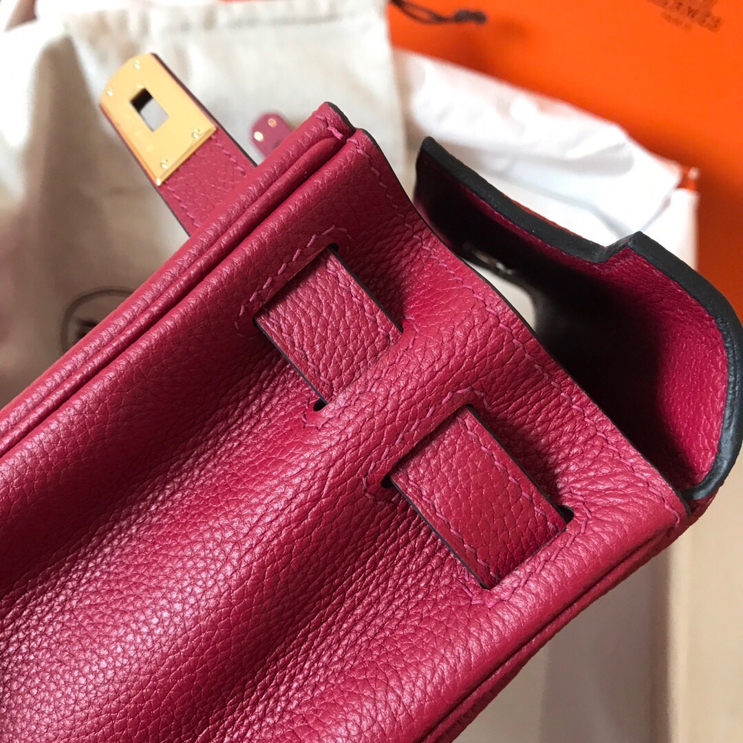 Hermes Kelly 25cm Handbag Shoulder Bag in Burgundy Togo Leather